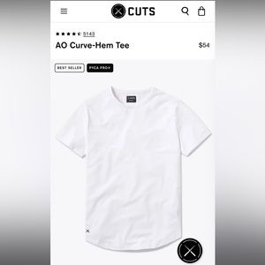 Men’s Cuts Clothing curve hem white tee shirt, size XL